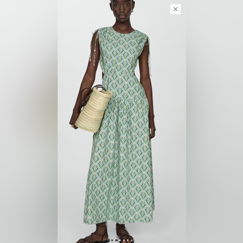 Mango Green Geometric Maxi Dress